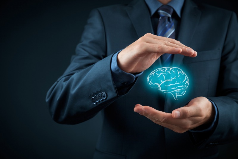 Man holding a brain image
